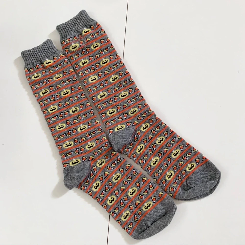 Vintage Halloween glitter socks candy corn and Jack o lanterns